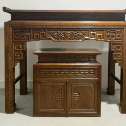 Bàn thờ gỗ Sồi 1 tầng chạm kèm tủ cơm Nội Thất Thịnh Phát