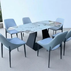 Bàn ăn mặt đá nhập khẩu 6 ghế chân U Nội Thất Thịnh Phát Đà Nẵng