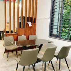 Bàn ăn mặt đá nhập khẩu 6 ghế chân V cao cấp Nội Thất Thịnh Phát Đà Nẵng