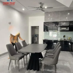 Bàn ăn mặt đá nhập khẩu 6 ghế chân V ảnh thực địa Nội Thất Thịnh Phát Đà Nẵng