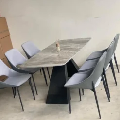 Bàn ăn mặt đá nhập khẩu 6 ghế chân V giá tốt Nội Thất Thịnh Phát Đà Nẵng