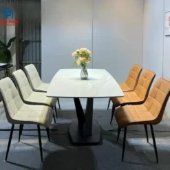 Bàn ăn mặt đá nhập khẩu 6 ghế chân X 2 màu Nội Thất Thịnh Phát Đà Nẵng