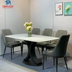 Bàn ăn mặt đá nhập khẩu 6 ghế chân X giá tốt Nội Thất Thịnh Phát Đà Nẵng