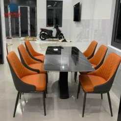 Bàn ăn mặt đá nhập khẩu 6 ghế chân X chất lượng cao Nội Thất Thịnh Phát Đà Nẵng