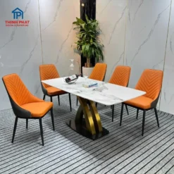 Bàn ăn mặt đá nhập khẩu 6 ghế chân X đẹp Nội Thất Thịnh Phát Đà Nẵng