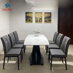Bàn ăn mặt đá nhập khẩu 6 ghế chân X cao cấp Nội Thất Thịnh Phát Đà Nẵng