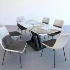 Bàn ăn mặt đá nhập khẩu 6 ghế chân X phá cách Nội Thất Thịnh Phát Đà Nẵng