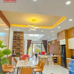 Bàn ăn mặt đá nhập khẩu 6 ghế chân thẳng đẹp Nội Thất Thịnh Phát Đà Nẵng