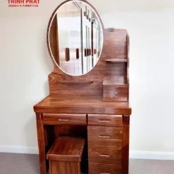 Bàn trang điểm gỗ Cẩm gương oval Nội Thất Thịnh Phát Đà Nẵng