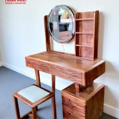 Bàn trang điểm gỗ Cẩm sóng gương tròn Nội Thất Thịnh Phát Đà Nẵng