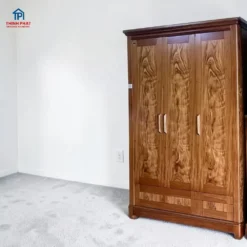 Tủ quần áo gỗ Hương Xám 3 cánh phào cua tại Nội Thất Thịnh Phát
