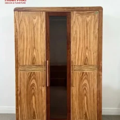 Tủ quần áo gỗ Hương Xám 3 cánh sóng kính trực diện tại Thịnh Phát Đà Nẵng