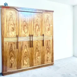 Tủ quần áo gỗ Hương Xám 4 cánh phẳng goc nghiêng trái đẹp và cao cấp tại Đà Nẵng