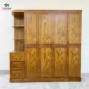 Tủ quần áo gỗ Hương Xám 4 cánh sóng kệ góc trực diện tại Nội thất Thịnh Phát