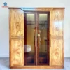 Tủ quần áo gỗ Hương Xám 4 cánh sóng kính trực diện với 2 cánh kinh tại Nội thất Thịnh Phát Đà Nẵng