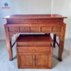 bàn thờ gỗ sồi trực diện 1 tầng kèm tủ cơm thiết kế sang trọng phòng thờ