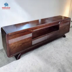 Kệ tivi gỗ Cẩm kiểu thuyền cao cấp thiết kế bo cong sang trọng vân gỗ đẹp tại Đà Nẵng