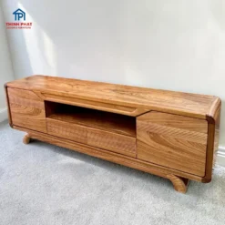 Kệ tivi gỗ Hương xám thiết kế bo cong kiểu thuyền sang trọng nhiều ngăn tiện dụng tại Đà Nẵng