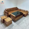Sofa gỗ Sồi chân hộp tựa cong màu hạt dẻ tại Nội thất Thịnh Phát Đà Nẵng