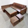 Sofa góc chân hộp tựa cong gỗ Mun góc nghiêng tại Nội thất Thịnh Phát Đà Nẵng