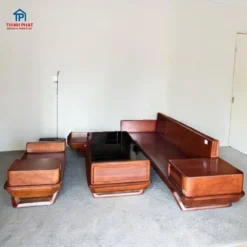 Sofa góc gỗ Gõ đỏ chân thuyền tại Nội Thất Thịnh Phát Đà Nẵng