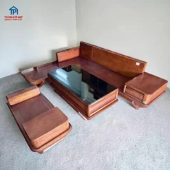 Sofa góc gỗ Gõ đỏ chân thuyền góc nghiêng tại Nội Thất Thịnh Phát Đà Nẵng
