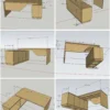 Bản vẽ thiết kế 3D bàn làm việc chữ L kích thước 1m6x0.8m