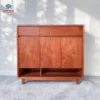 Tủ giày 3 cánh phẳng gỗ Xoan đào ảnh góc trực diện cao cấp tại Thịnh Phát Đà Nẵng