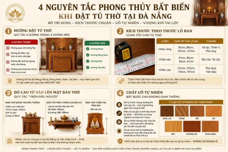 4 Nguyên tắc phong thuỷ khi chọn Tủ thờ tư vấn bởi Nội thất Thịnh Phát Đà Nẵng