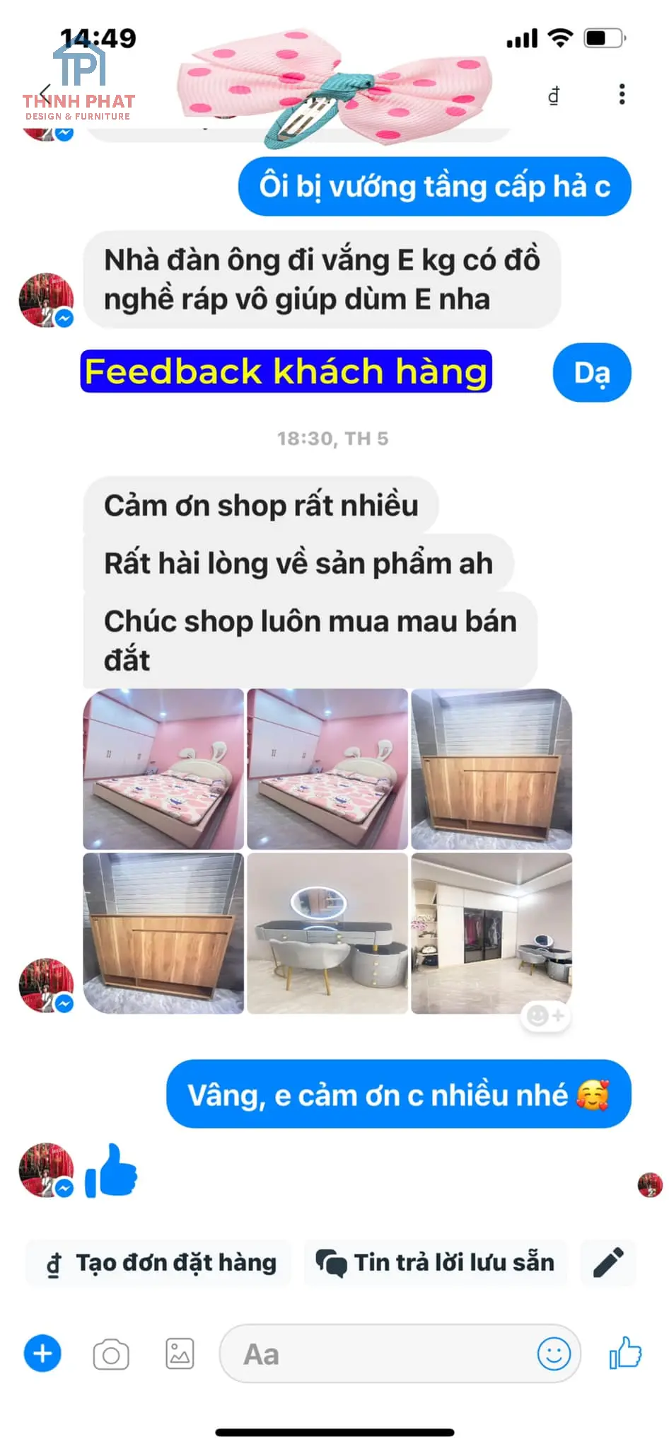 Feedback khách hàng về Combo nội thất phòng ngủ tại Nội thất Thịnh Phát Đà Nẵng