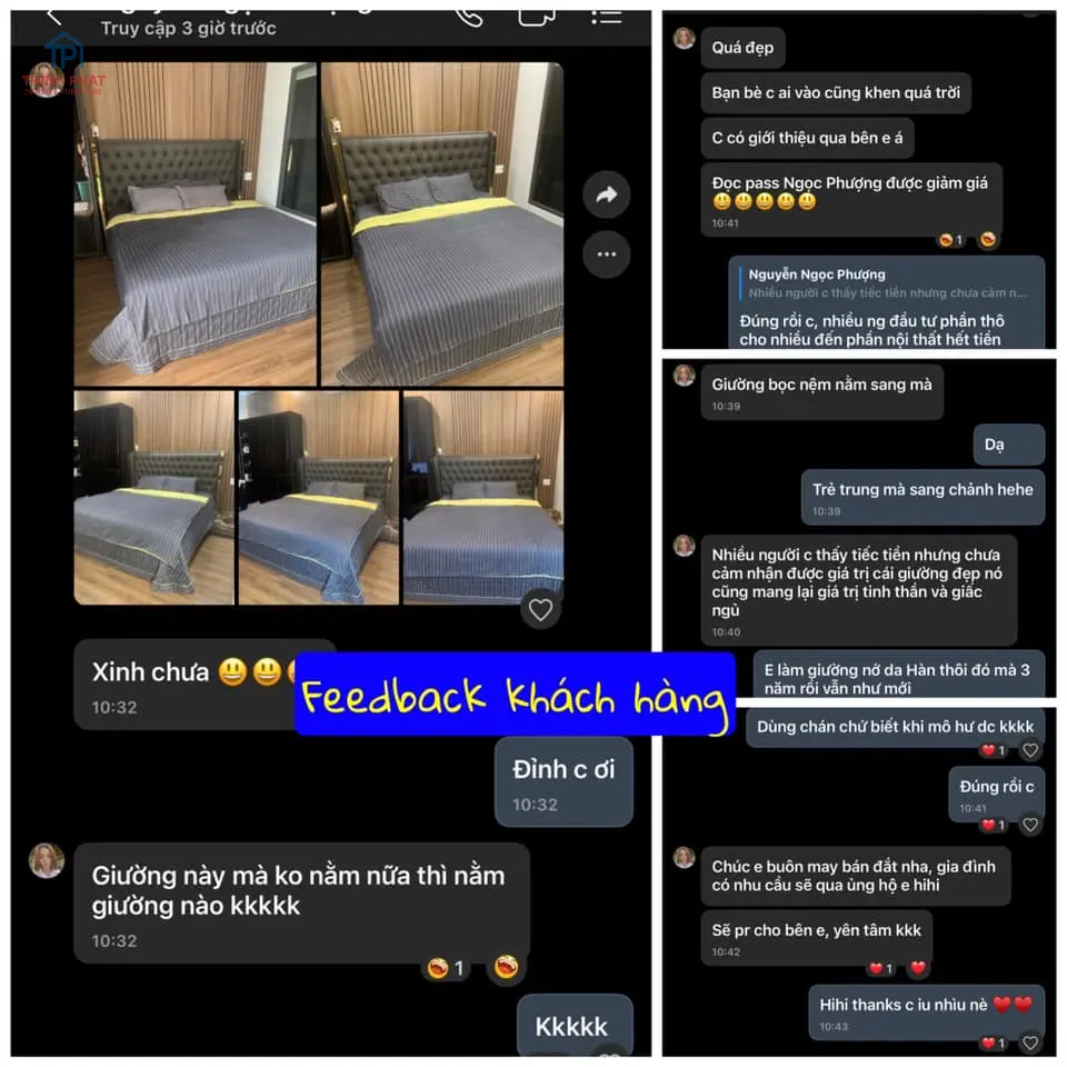 Feedback khách hàng về Giường bọc nệm xám tại Nội thất Thịnh Phát Đà Nẵng