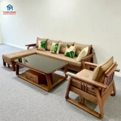 Sofa gỗ Sồi Tân Cổ Điển cho phòng khách nhà phố tại Đà Nẵng