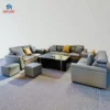 Sofa Da 3 Văng Tựa Gật Gù Viền Champagne cao cấp tại Đà Nẵng