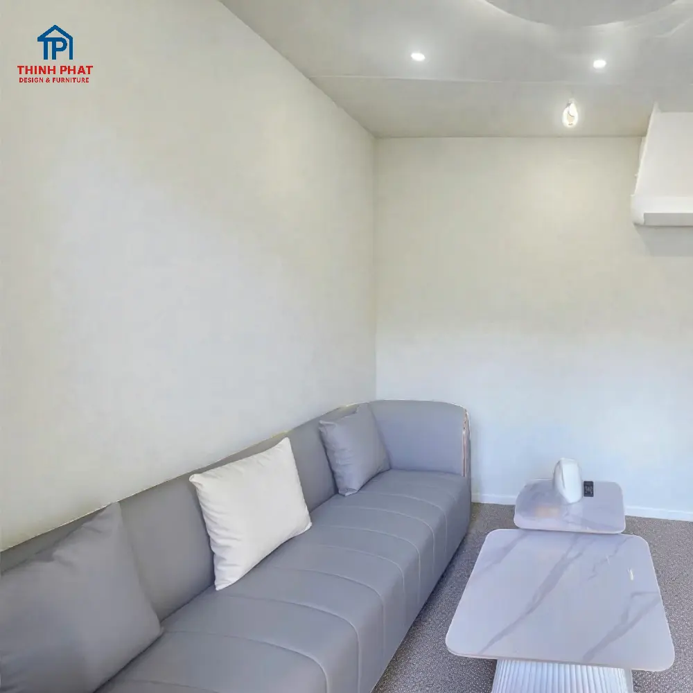 Sofa da ghi bo cong hiện đại cho căn hộ chung cư cao cấp