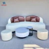 Sofa Da Cong Bán Nguyệt Kem Mocha tối giản tại Thịnh Phát Đà nẵng