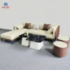 Sofa Góc Da Bo Cong 2 Tone Kem Nâu thiết kế riêng tại THịnh Phát Đà Nẵng