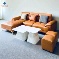 Sofa Góc Da Camel Chần Quả Trám góc phải đẹp tinh tế tại Thịnh Phát Đà Nẵng