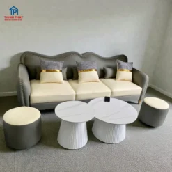 Sofa Tân Cổ Điển Bo Sóng Viền Đinh Đồng sang trọng tại Thịnh Phát Đà Nẵng