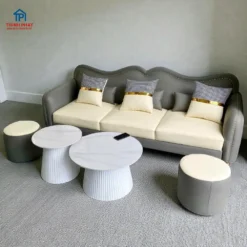 Sofa Tân Cổ Điển Bo Sóng Viền Đinh Đồng góc phải tại Nội Thất Thịnh Phát Đà Nẵng