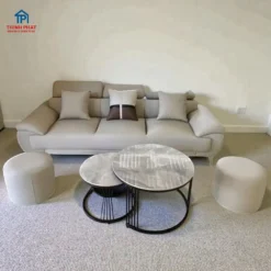 Sofa da 1 văng tựa gật gù và bàn trà tại Thịnh Phát Đà Nẵng