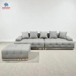 Sofa da Lounge thấp khối vuông không bàn trà đẹp sang trọng tại Thịnh Phát Đà Nẵng