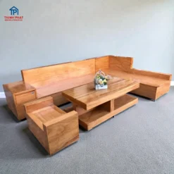 Sofa gỗ Gõ Đỏ với vân gỗ tự nhiên và thiết kế hiện đại
