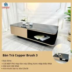 Bàn trà sofa Copper Brush 3 mặt đen bo mềm tại showroom bàn trà ở Đà Nẵng