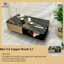 Mẫu Bàn sofa Copper Brush vân đá đen hộc trơn gợi ý cho không gian phòng khách gọn đẹp tại Thịnh Phát Đà Nẵng