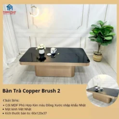 Góc chụp thực tế Bàn sofa chữ nhật chân bệt Copper Brush mặt đen với màu sắc và kiểu chân rõ nét tại Nội Thất Thịnh Phát Đà Nẵng