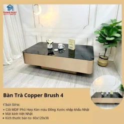Bàn sofa chữ nhật chân bệt phối đen vàng dáng bo góc đặt cạnh sofa, phù hợp tham khảo trước khi chọn mua