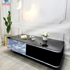 Ảnh chi tiết Bàn trà sofachữ nhật hộc trơn mặt đen vân đá cho khách xem dáng bàn và mặt bàn tại Nội thất Thịnh Phát Đà Nẵng