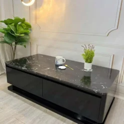 Bàn trà đá đen chân cao mẫu N2 phong cách hiện đại, hợp căn hộ và nhà phố