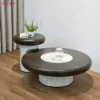 Góc chụp thực tế Bàn trà nấm mặt gỗ đen kèm bàn nhỏ với màu sắc và kiểu chân rõ nét tại Nội Thất Thịnh Phát Đà Nẵng