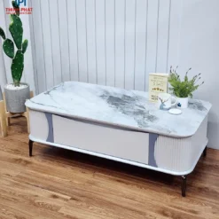 Mẫu Bàn sofa trắng xám một ngăn kéo mặt đá mây gợi ý cho không gian phòng khách gọn đẹp tại Thịnh Phát Đà Nẵng